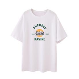 米子旗 白色短袖t恤女2021新款夏季纯棉半袖体恤韩版百搭上衣打底衫 3142胸前大 米白 L 110-120斤