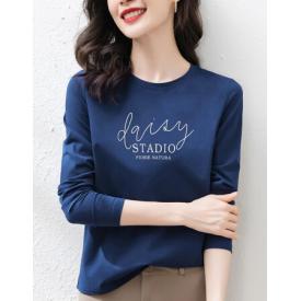 红蜻蜓 长袖t恤女2021年秋冬季新款内搭打底衫宽松圆显瘦领时尚百搭女装纯棉上衣...