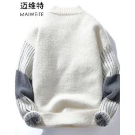 迈维特 加绒加厚毛衣男士帅气百搭冬装毛线衣韩版潮流打底毛衫青少年冬季2021新款...