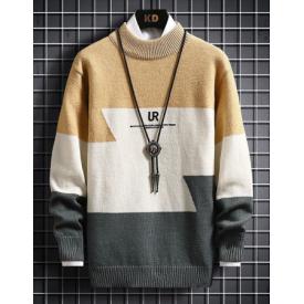 澜杉 毛衣男士2021年冬季新款半高领针织衫学院风青少年休闲加绒加厚针织衫男装上...