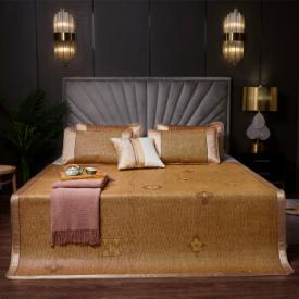 雅鹿·自由自在 凉席竹席密藤席三件套夏天床席草席垫可折叠单人双人空调席子1.8米床 花朵