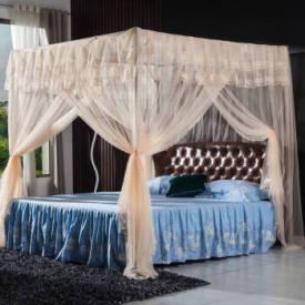 圣安贝 蚊帐不锈钢支架加固1.5米/1.8m三开门加密 整套玉色三门（标配）